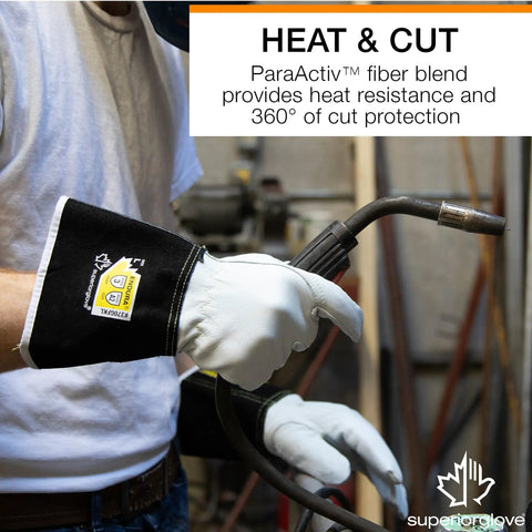 Goatskin Leather TIG Welding Gloves With ParaActiv Liner For 360 Degree Cut Protection And High Dexterity Pro Grade Medium