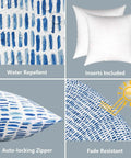 Outdoor Indoor Throw Pillows 2 Piece Set With Cozy Plush Inserts 18 By 18 Inch Square Pebble Blue All Weather Fabric details