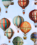 120 Colorful Hot Air Balloon PET Stickers Set for Scrapbooking and Journaling, Waterproof DIY Craft Decor on blue background