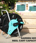 Garden Hose Reel Cart Holds Fifty To One Hundred Thirty Feet Of Five Eighth Inch Hose Wall Mounted Portable Hose Reel Holder in garden