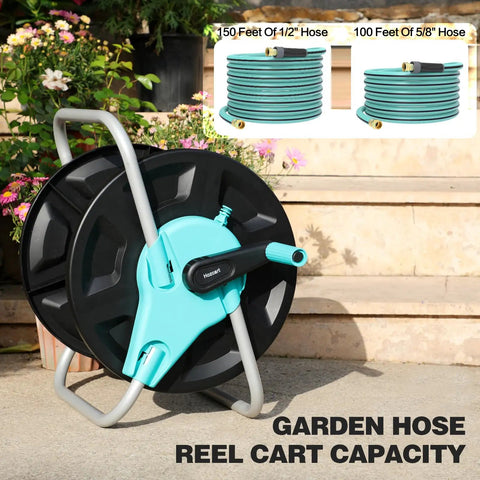 Garden Hose Reel Cart Holds Fifty To One Hundred Thirty Feet Of Five Eighth Inch Hose Wall Mounted Portable Hose Reel Holder in garden