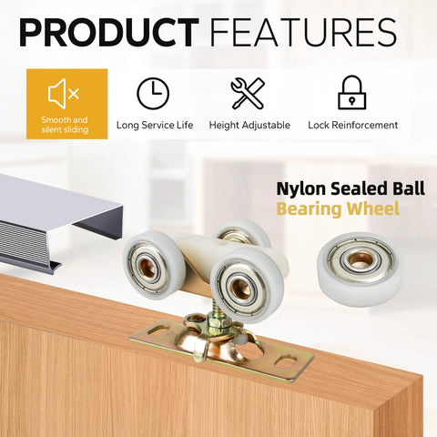 Pocket Door Roller Replacement Kit With Nylon Encapsulated Ball Bearing Wheels For 1125 And Upgrades 1500 Hardware Kit