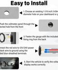 Instructions for installing the Panel Mount Digital Led Voltmeter Gauge For Cars And Trucks Dual Range 12 Volt Or 24 Volt.
