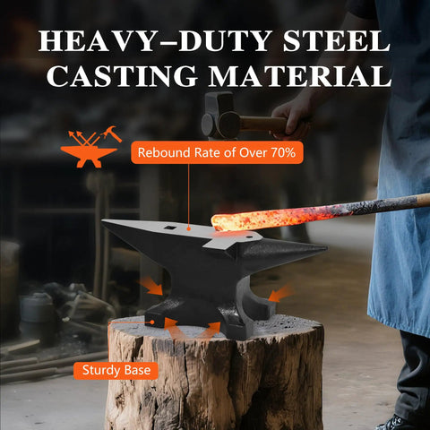 65 Pound Cast Steel Anvil With Multi Head Shape Round Horn Sharp Corner And Step For Bending, Shaping, Forging Metal Tool