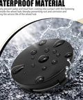 4 Pack Snap On Car Wheel Hub Center Caps Featuring Tight Stainless Steel Clips And A Sleek Black ABS Build splashing in water.