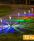 Solar Pathway Lights Outdoor Kit Stainless Steel Garden Landscape Lighting For Lawn Patio And Walkways 12 pack in 6 colors