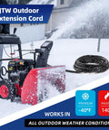 50 Ft Outdoor Extension Cord With Three Outlets Waterproof Heavy Duty 16 Gauge Three Conductor SJTW 3 Prong for snow blower