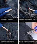 Seam Ripper And Thread Remover Kit For Quilting Leather Denim And Cross Stitch, Ergonomic Stitch Cutter Tools with patch remover.