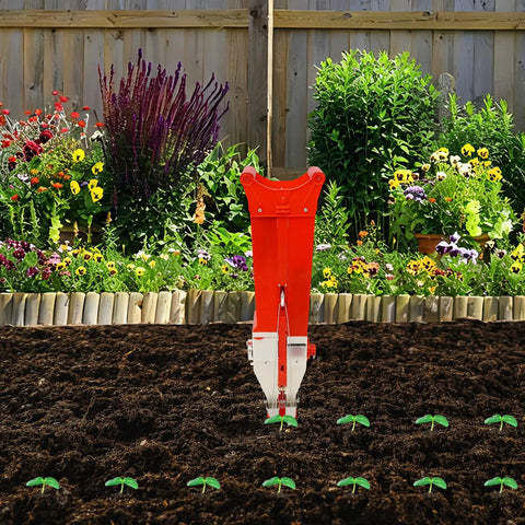 garden seed planter with fertilizer 2 In 1 Seed And Fertilizer Planter For Corn Peanuts And Soybeans Hand Push  With Adjustable Depth Manual Sower Easy Setup Double Cylinder Handheld