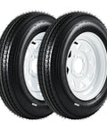 4.80-12 Bias Ply Trailer Tire And Wheel Assembly Set Of 2 With White 12 Inch Spoke Wheel Four Lug Four Inch PCD Load Range C 6PR