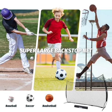 12x9 Foot Barricade Backstop Net For Baseball Softball Lacrosse Soccer Basketball And More Durable 5 Ply Knotless Netting