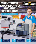 Retail setting with Ultra Fast Electric Coin Sorter And Counter With LCD Display used by store cashier.