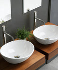 NUESTRA VIDA Overhead Sink Oval Ceramic 16.1 * 13 * 5.5 IN - Small Bathroom Hand Sink, Modern Above-Counter Basin for Guest Toilet with chrome faucet.