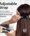 Woman adjusting pink 100 Percent Mulberry Silk Sleep Mask For Women Adjustable Comfort Side Sleeper Friendly Full Blackout Eye Cover.