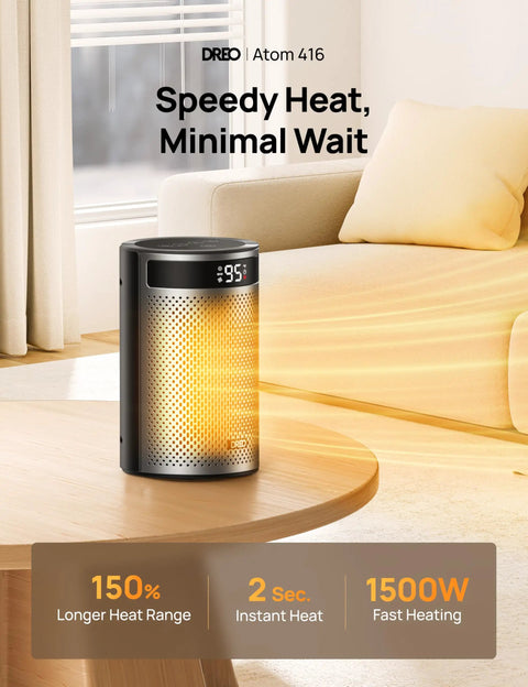 Indoor Portable Ceramic Space Heater With Thermostat Remote 1-12 Hour Timer Eco Mode 1500W PTC Fast Heating For Office