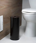Rust Resistant Stainless Steel Toilet Paper Canister Holder With Removable Base beside toilet