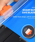 Close-up of 12 Inch Paper Cutter For Scrapbooking And DIY Crafts With Smooth Sliding Guide Safe Blade Foldable Ruler Pro Grade