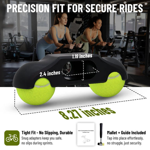 Rocker Feet Adapters With Tennis Balls 4 Pack For Kickr Core V2 detailed dimensions and setup guide