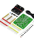 LED Flowing Light Soldering Practice Board PCB DIY Kit EK1874 With Exploding Water Lamp Effect components spread out
