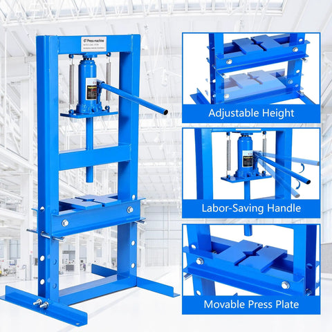 Beefy 6 10 12 And 20 Ton H Frame Hydraulic Shop Press With Adjustable Worktable And Plate Set for Garage Pro Maintenance