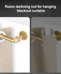 Gold Industrial Curtain Rods For Windows 48 To 84 Inches, 1 Inch Diameter, Blackout Wrap Around Adjustable Heavy Duty Drapery Rods