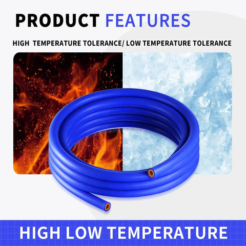 5Ft Inner Diameter 1 Inch Silicone Heater Hose For Your Vehicle Cooling System Blue Reinforced Polyester Braided Tubing 232 Psi Burst Pressure 4mm Thick Includes 5 Clamps Sturdy Radiator And Coolant Hose high and low temperature tolerance image