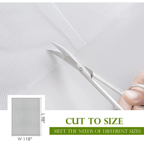 Scissors trimming Outdoor Mosquito Net for Porch, Patio, Gazebo 2 Panels Waterproof Sheer Tulle Curtains, showing adjustable length.
