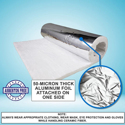 Ceramic Fiber Blanket With Aluminum Foil Facing For High Temp Insulation Half Inch Thick By 24 In By 36 In Rugged And Reliable