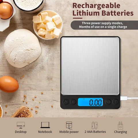 Digital Gram Scale 1000G Capacity With 0.01G Increments, Beastly Accurate Kitchen Scale For Cooking And Baking, USB Charging