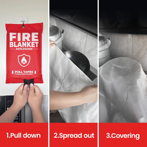 Two Pack Forty By Forty Fire Blanket For Kitchen Grill Car And Camping Fiberglass Heavy Duty Heat Resistant CE Certified