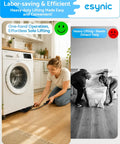 Esynic 2 Pack Heavy Duty Air Wedge Bags Kit used for solo lifting a washing machine on the left, highlighting convenience.