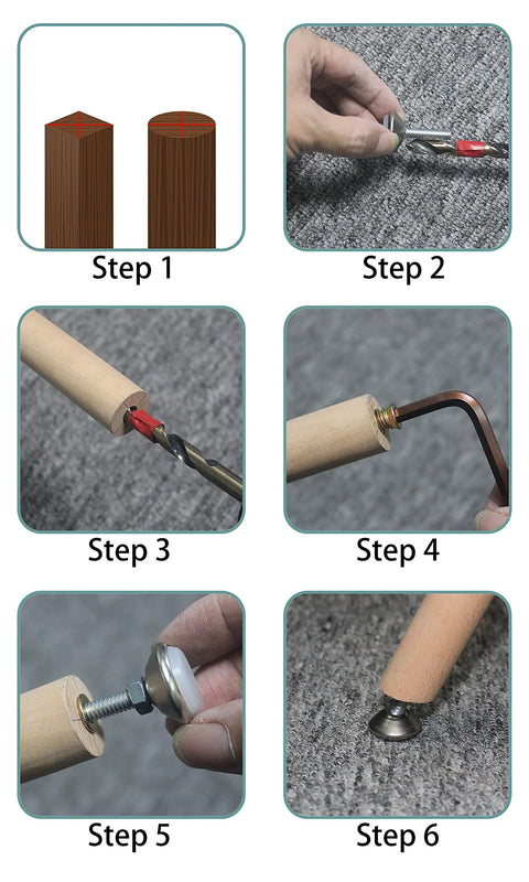 Installation steps for Heavy Duty Furniture Levelers With Beefy Swivel Feet Height Adjustable Angles for 1 Inch Lift 1/4-20 Nut Inserts Kit.