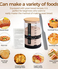 Pro Sourdough Bread Starter Kit With 34 Oz Jar Funnel Opening Silicone Cover and recipe cards for diverse sourdough foods