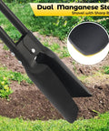 Heavy Duty Post Hole Digger With 55 Inch Handle And Dual Sharp Blades in garden setting