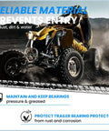 Off-road vehicle showcasing 1.98 Inch Grey Rubber Trailer Wheel Hub Dust Caps 4 Pack Replacement Bearing Protectors in action.