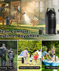On The Go Solar Heated Camp Shower Bag 5 Gal 20L With Foot Pump Portable Outdoor Shower With Shower Head And Sprayer, Black