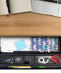 Under Desk Pencil Drawer With Ball Bearing Slide-Out Organizer For Office Supplies Paper And Pencils, 21.25 Inch Wide, showing organized contents.