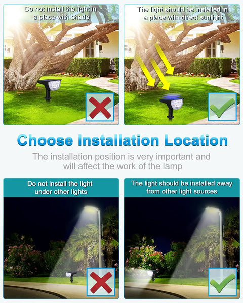 Outdoor Solar Lights 6 Pack 2 In 1 Spotlight Kit With 3 Modes IP67 Waterproof Landscape Lighting installation guide images