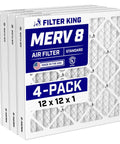 Nominal 12x12x1 Air Filter MERV 8 - 4 Pack Pleated Electrostatic HVAC Filter For AC And Furnace Dust Allergy Control Made In USA