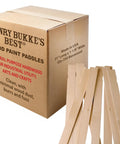 American-Made Basswood Paint Stir Sticks 21 Inch Bulk 250 Count Workhorse Pro Grade Mixing Paddles in packaging with sticks visible