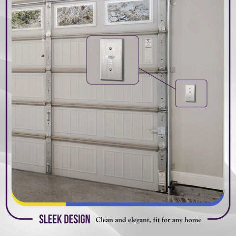 Heavy Duty Stainless Steel Toggle Light Switch Wall Plate 1-Gang 4.50 x 2.76 Cover installed in garage