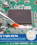 Applying 9570 Rosin Soldering Paste Flux No Clean For Electronics on circuit board with brush, 2.29oz jar shown