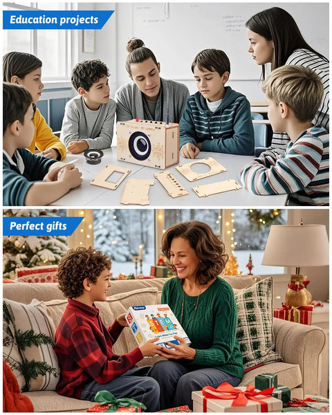 Children assembling Hands On FM Radio Kit for Kids and Teens STEM Electronic DIY Experiment Kit with a teacher