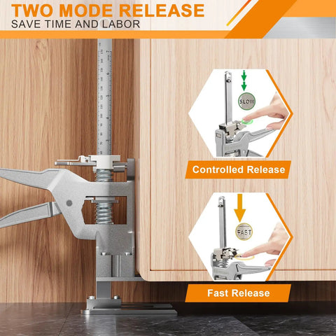 Heavy Duty Arm Jacks 2 Pack 440 Lbs Capacity Furniture Lift Tool showing two mode release for controlled and fast lifting.