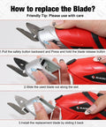 Instructional guide on replacing the blade of Heavy Hitter Dual Blade Cordless Electric Scissors for optimal use.