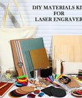 Dunzoom 257-piece laser material kit for engravers with acrylic, wood, metal, fabric, PU leather, glass, rock, rubber.