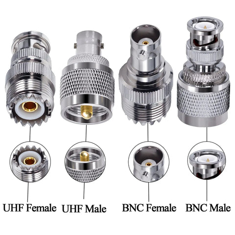 4 Pack UHF PL259 To BNC Coax Connector Kit With Gold Plated Copper And Nickel Brass Adapters For CB Radio Antennas And Extension Cables