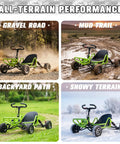 Gas Powered Off Road Go Kart For Adults And Teens with 63cc 2.5HP Engine on different terrains: gravel, mud, grass, snow