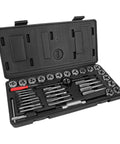 Open 40 Pc SAE tap and die set in case, Kickstart Your Garage Projects With This Slick 40 Pc SAE Tap And Die Set Featuring Precision Built Taps And Dies For Creating Strong Internal And External Threads In Steel And Iron Without Breaking The Bank.