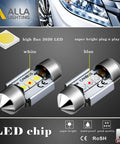 LED Festoon Bulbs 31mm 7065 6000K Xenon White CAN Bus Interior Dome Map Trunk Step Courtesy Lights Two Pack Bundle